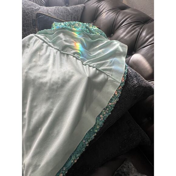 Primavera Sequin Aqua Green dress Prom Full Length size 2 maxi evening gown - Picture 10 of 11